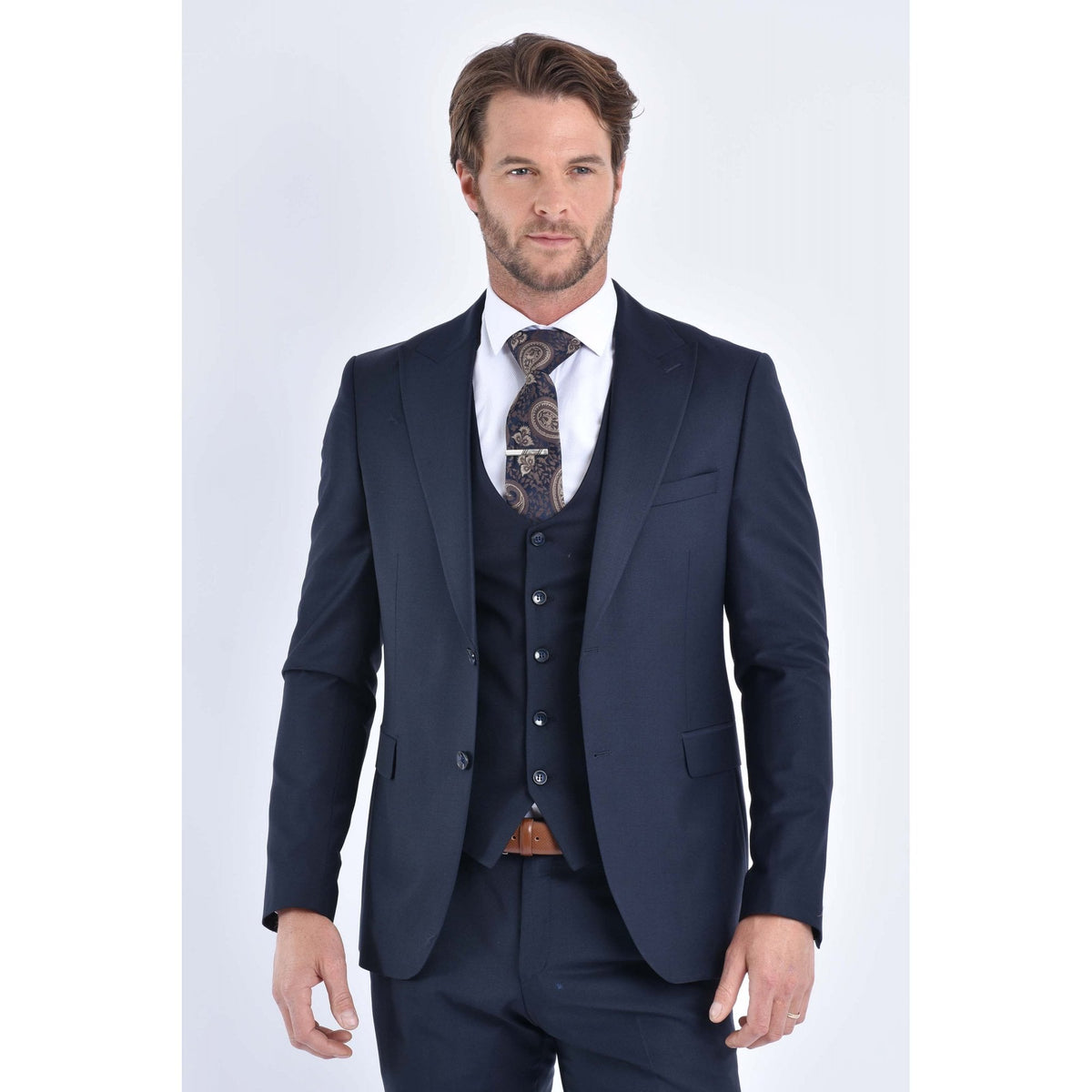 CB Milan Tailored Slim Fit Wool Single-Breasted Plain 3 Piece Suit