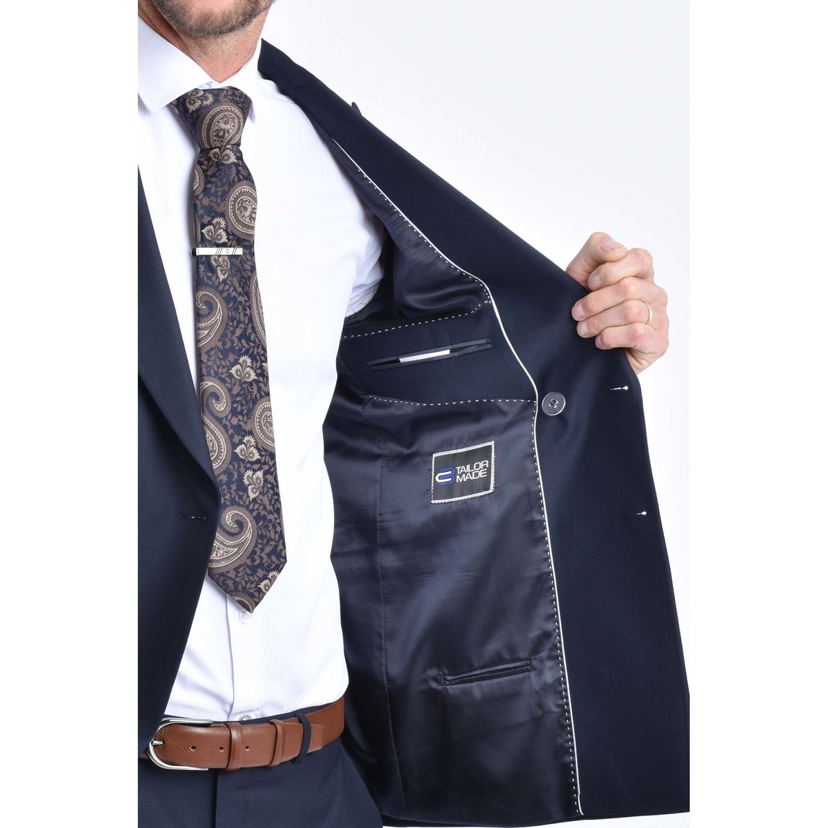 CB Milan Tailored Slim Fit Wool Single-Breasted Plain 3 Piece Suit