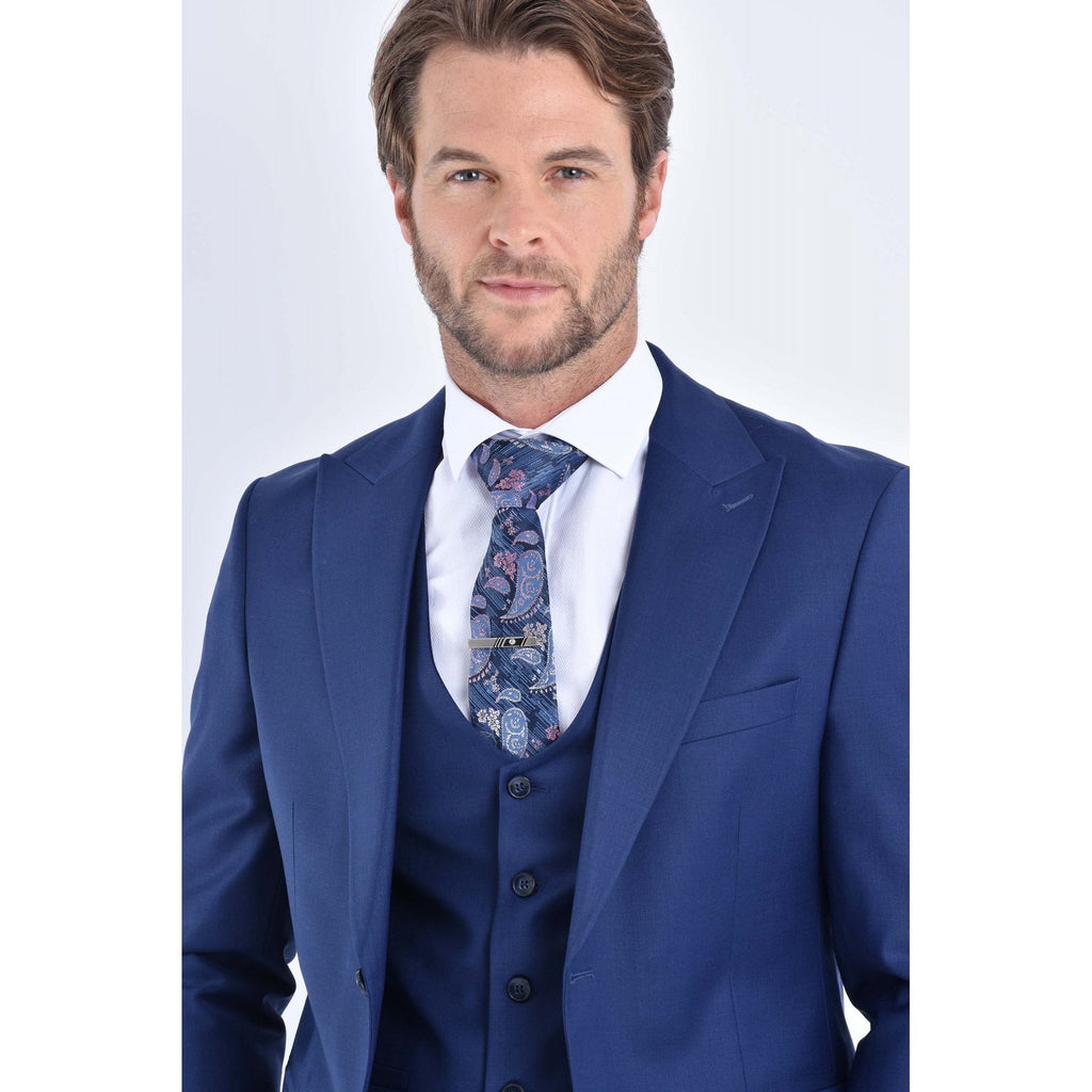 CB Milan Tailored Slim Fit Wool Single-Breasted Plain 3 Piece Suit