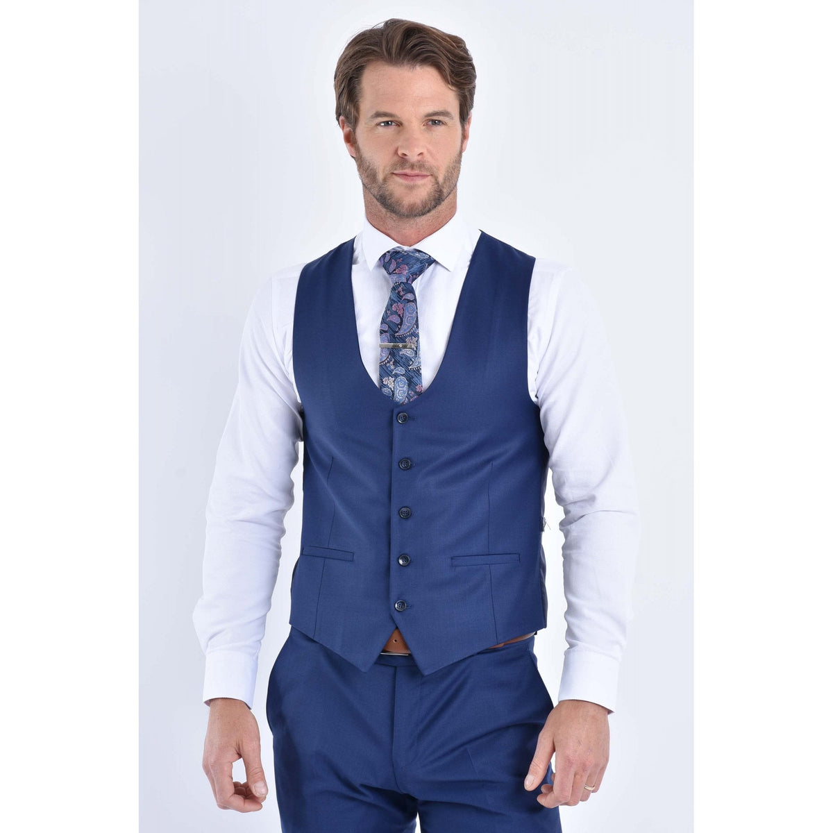 CB Milan Tailored Slim Fit Wool Single-Breasted Plain 3 Piece Suit