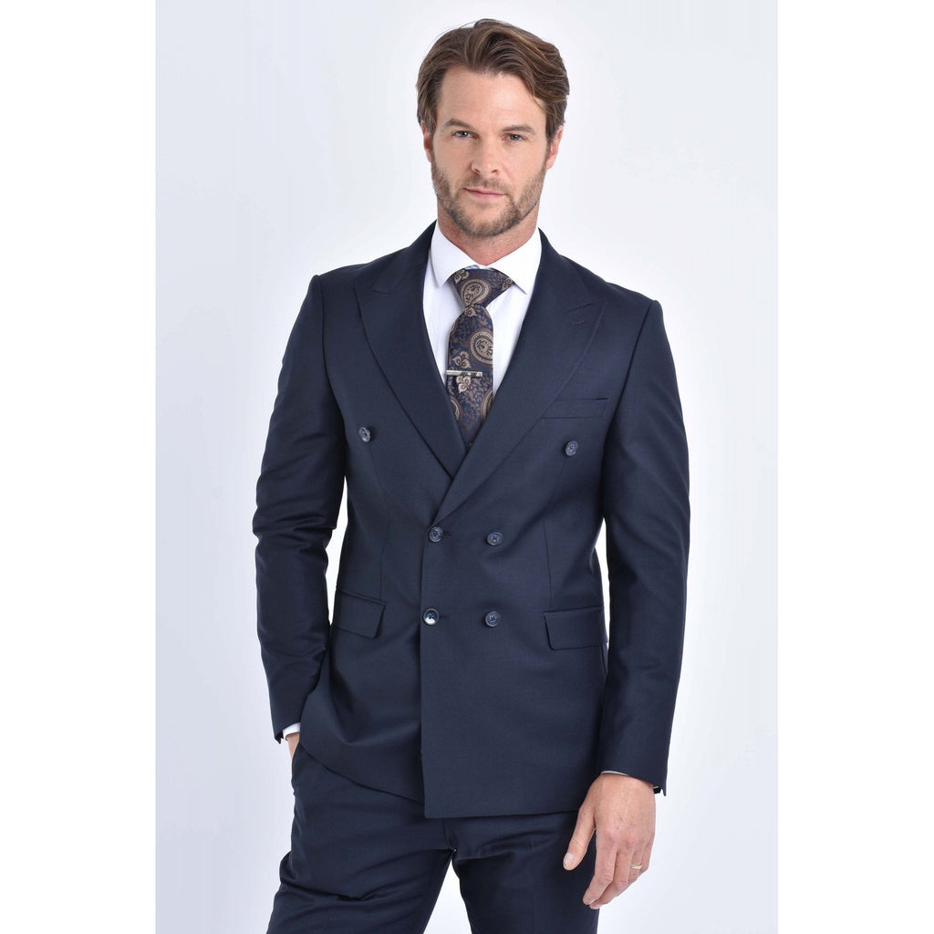 CB Milan Tailored Slim Fit Wool Double-Breasted Plain 2 Piece Suit