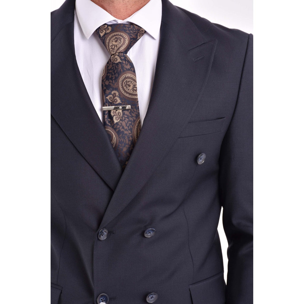 CB Milan Tailored Slim Fit Wool Double-Breasted Plain 2 Piece Suit