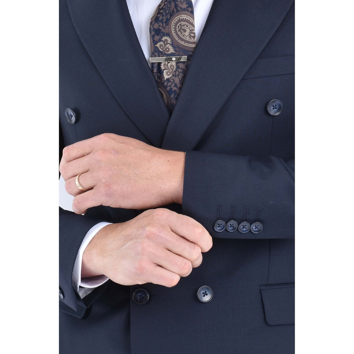 CB Milan Tailored Slim Fit Wool Double-Breasted Plain 2 Piece Suit