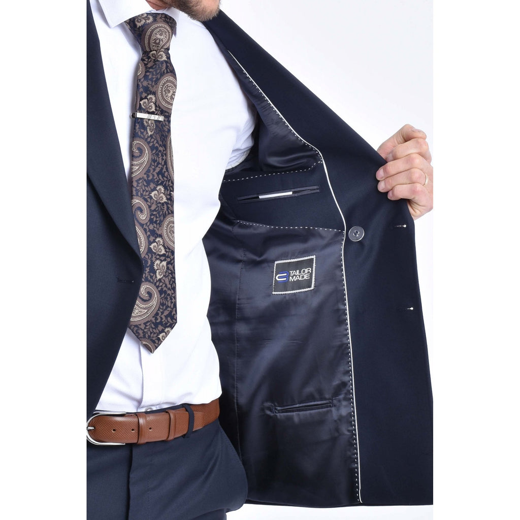 CB Milan Tailored Slim Fit Wool Double-Breasted Plain 2 Piece Suit