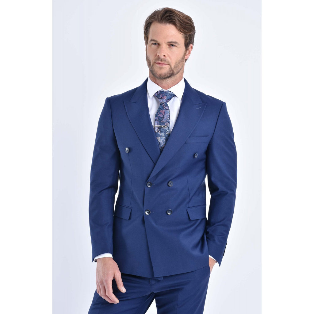 CB Milan Tailored Slim Fit Wool Double-Breasted Plain 2 Piece Suit