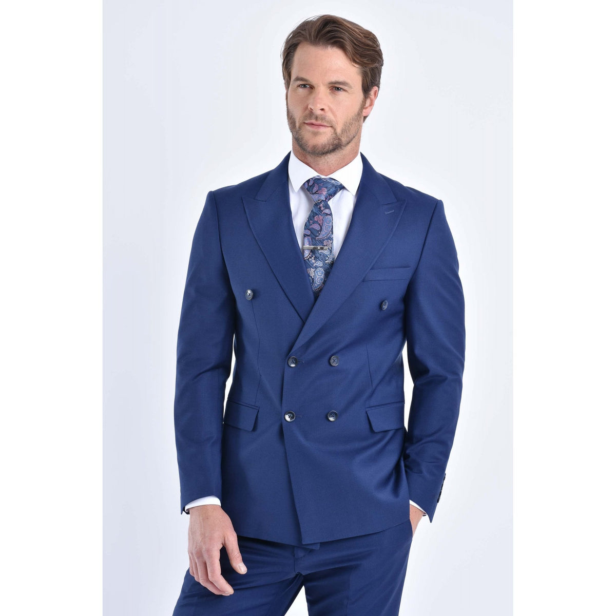 CB Milan Tailored Slim Fit Wool Double-Breasted Plain 2 Piece Suit