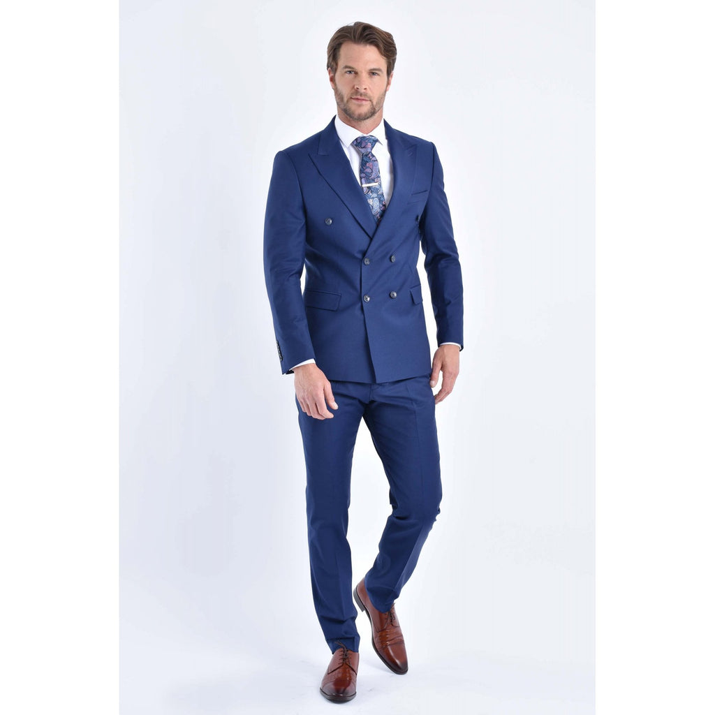 CB Milan Tailored Slim Fit Wool Double-Breasted Plain 2 Piece Suit