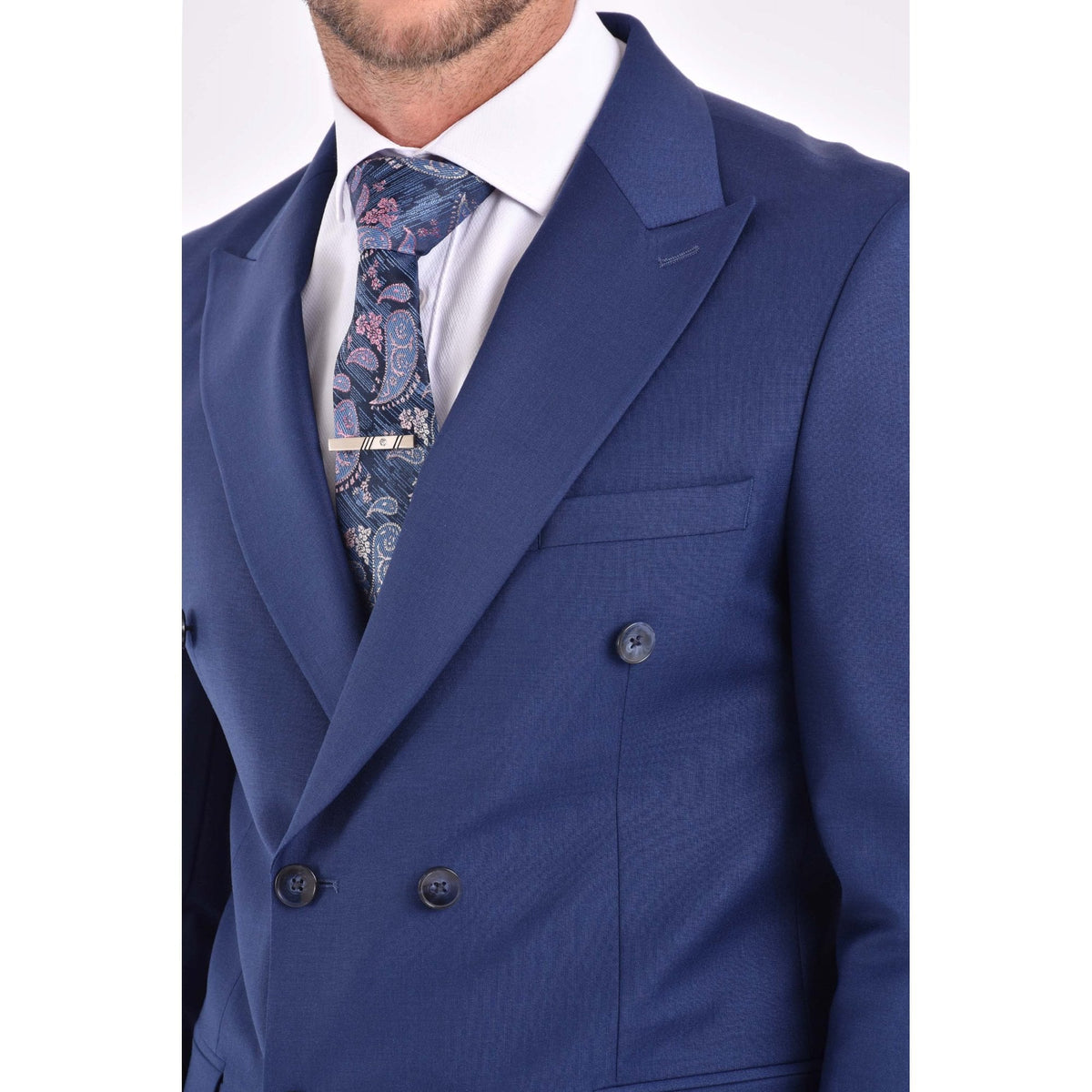 CB Milan Tailored Slim Fit Wool Double-Breasted Plain 2 Piece Suit