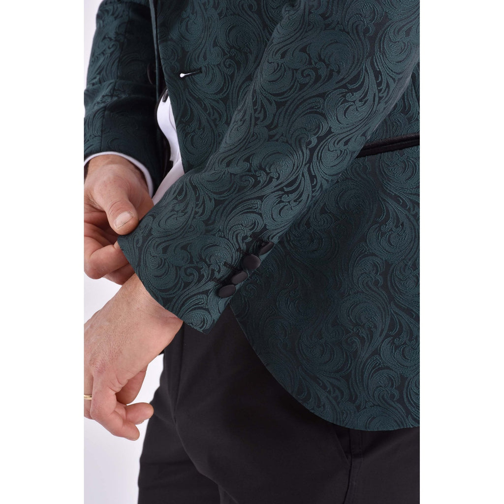 CB Norris Tailored Slim Fit Velvet Collar Paisley Pattern Dinner Blazer
