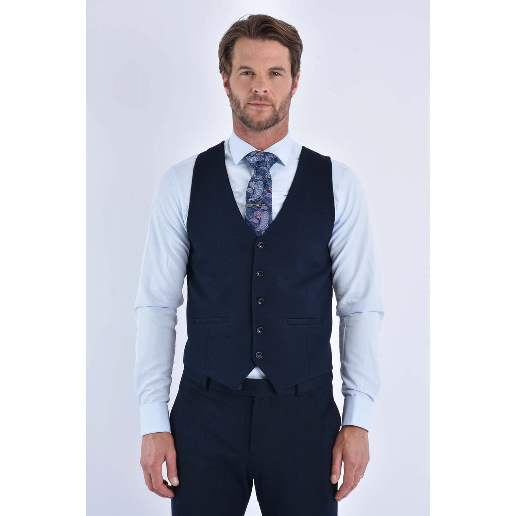 CB Mal Tailored Slim Fit Textured Waistcoat