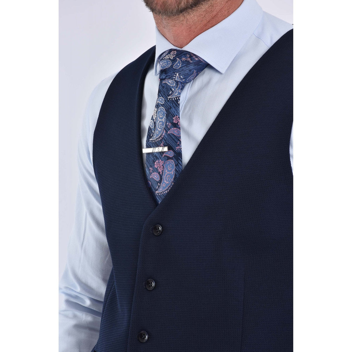 CB Mal Tailored Slim Fit Textured Waistcoat