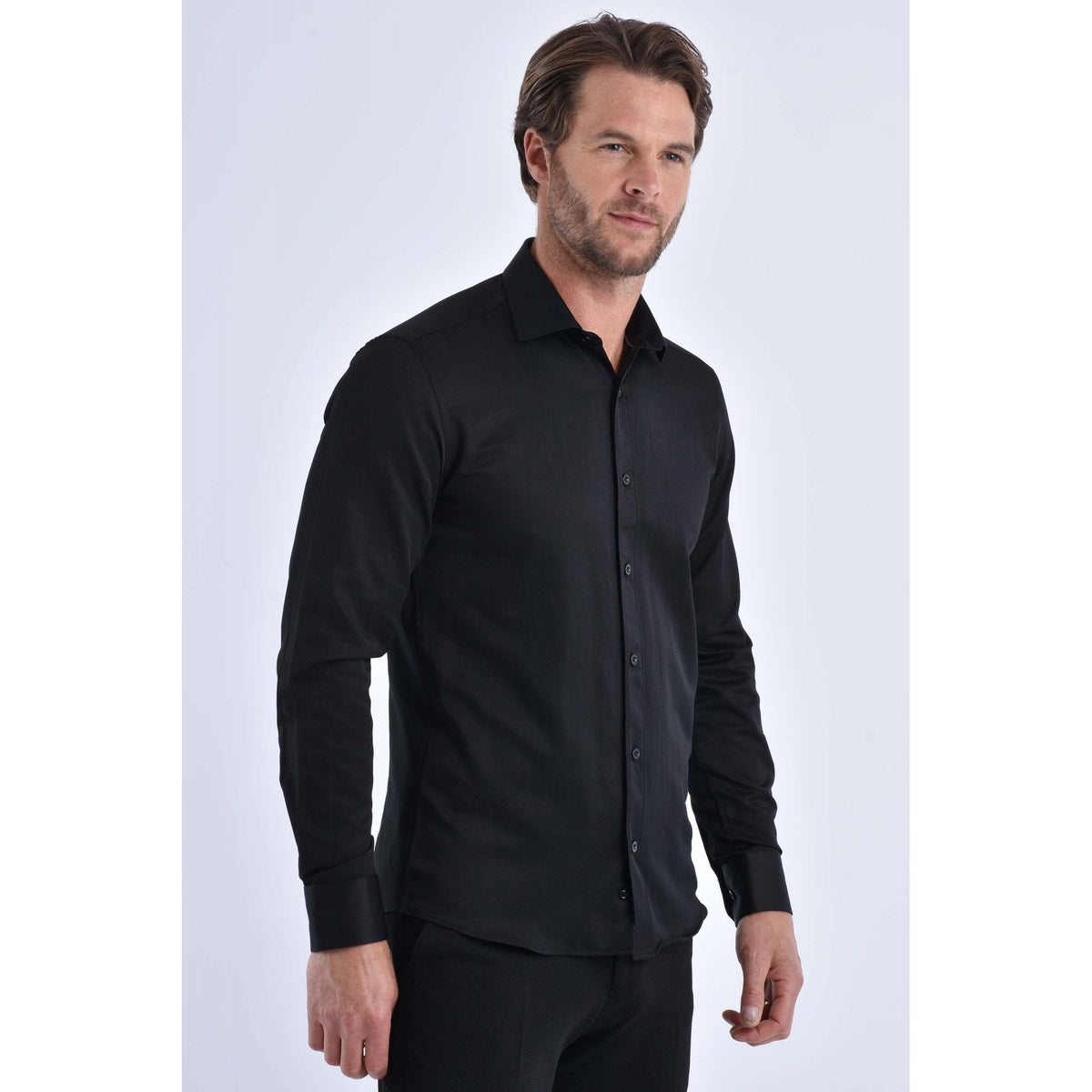 CB 043A Textured Slim Fit Single Cuff Smart Shirt