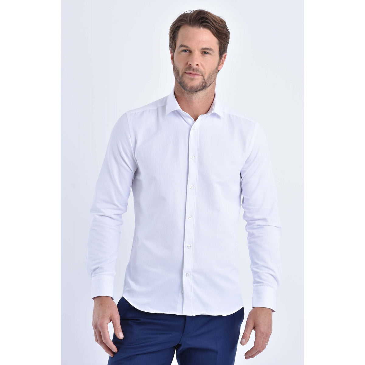 CB 043A Textured Slim Fit Single Cuff Smart Shirt