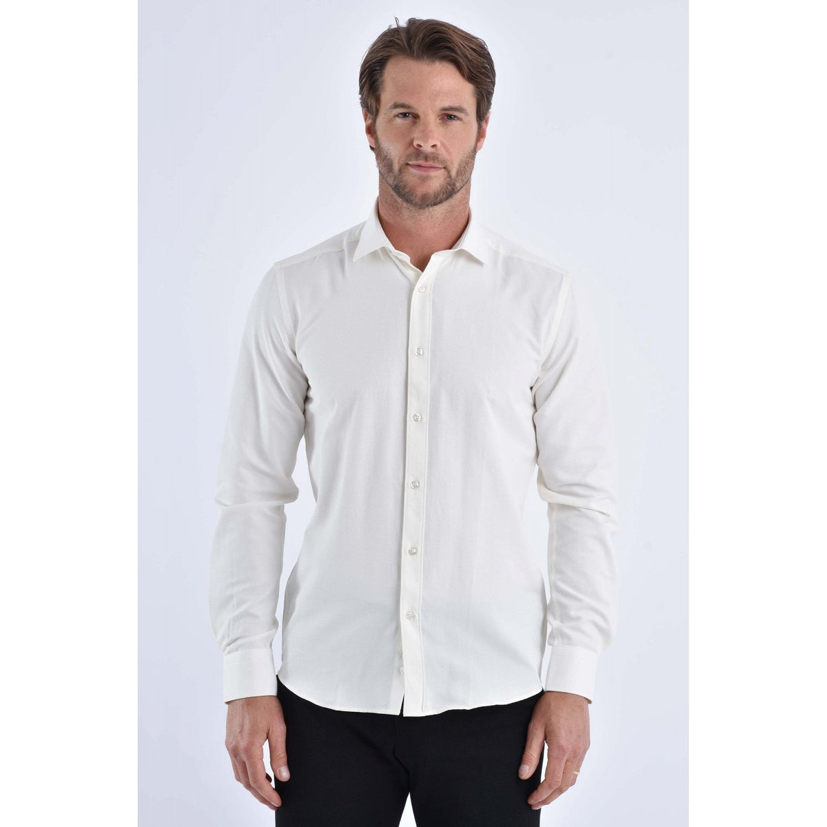 CB 043A Textured Slim Fit Single Cuff Smart Shirt