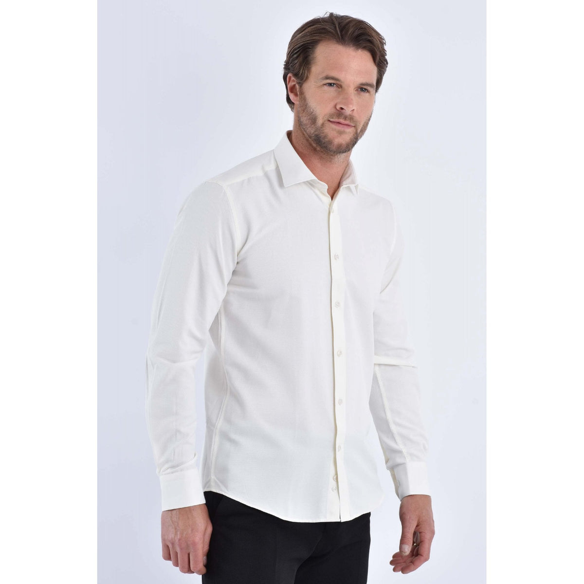CB 043A Textured Slim Fit Single Cuff Smart Shirt