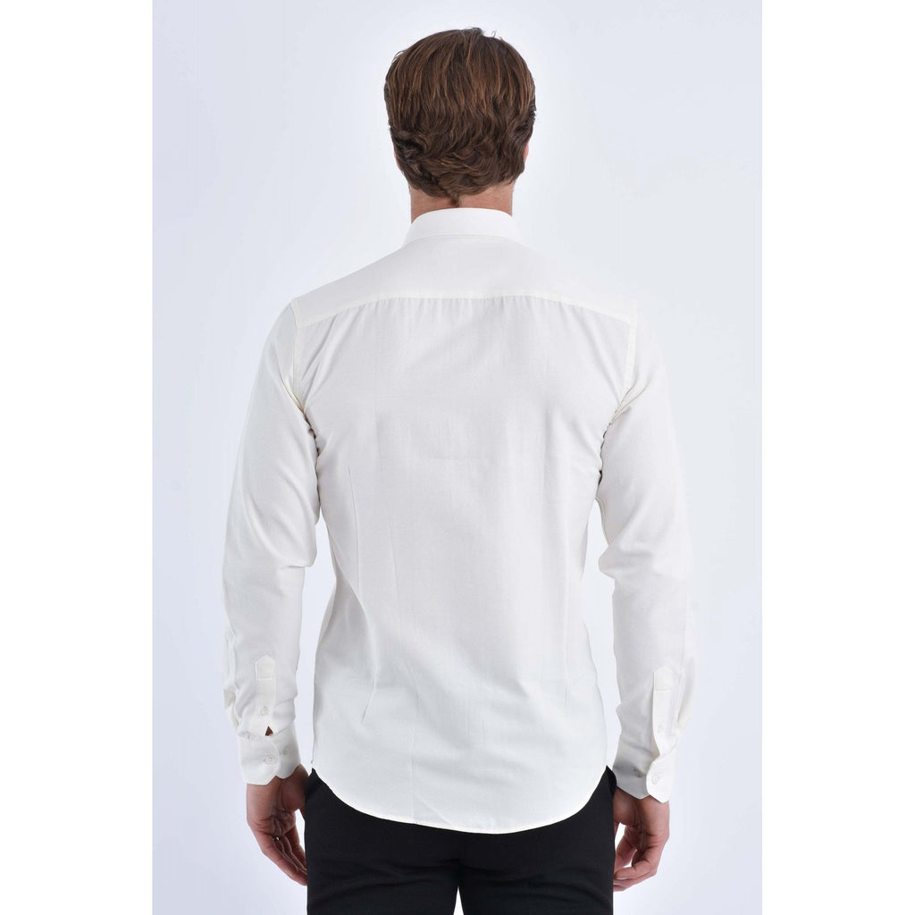 CB 043A Textured Slim Fit Single Cuff Smart Shirt