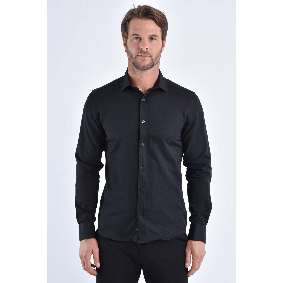 CB 043 Textured Slim Fit Double Cuff Smart Shirt