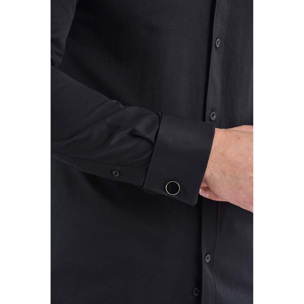 CB 043 Textured Slim Fit Double Cuff Smart Shirt