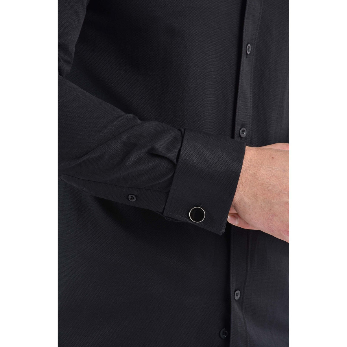 CB 043 Textured Slim Fit Double Cuff Smart Shirt
