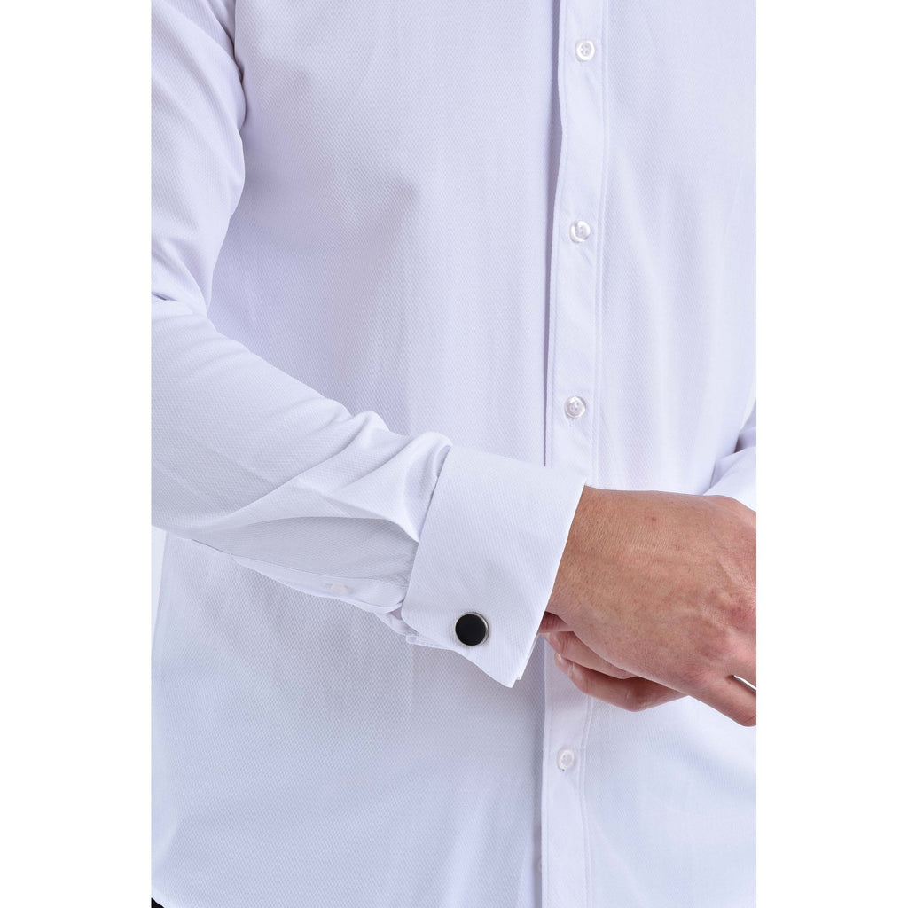 CB 043 Textured Slim Fit Double Cuff Smart Shirt