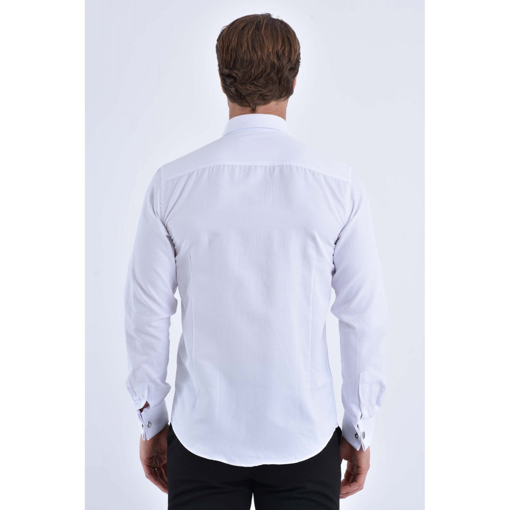 CB 043 Textured Slim Fit Double Cuff Smart Shirt