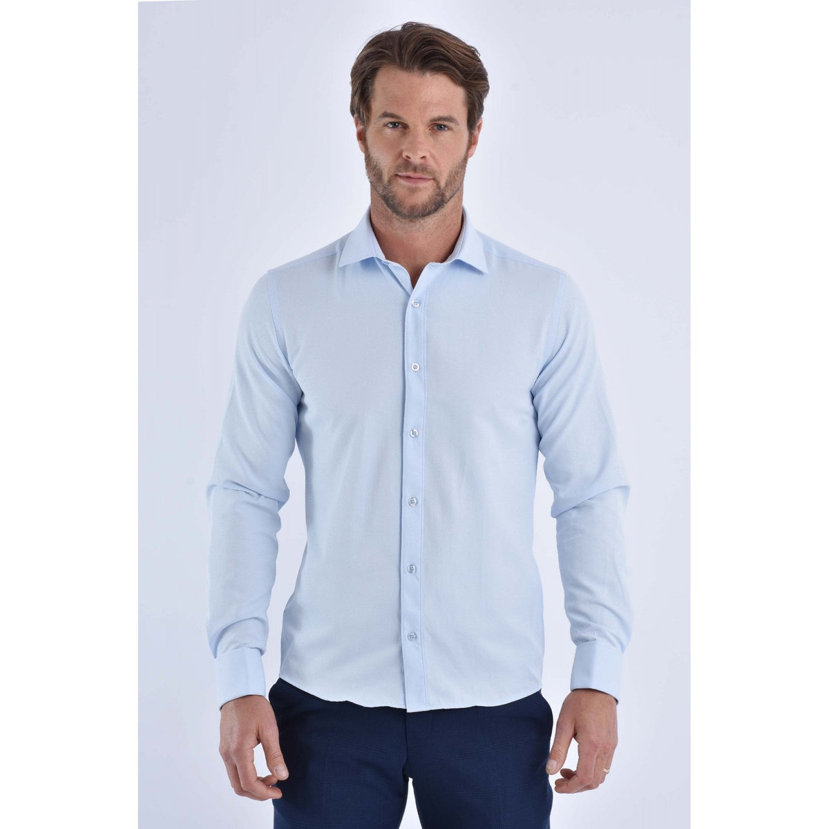 CB 043 Textured Slim Fit Double Cuff Smart Shirt