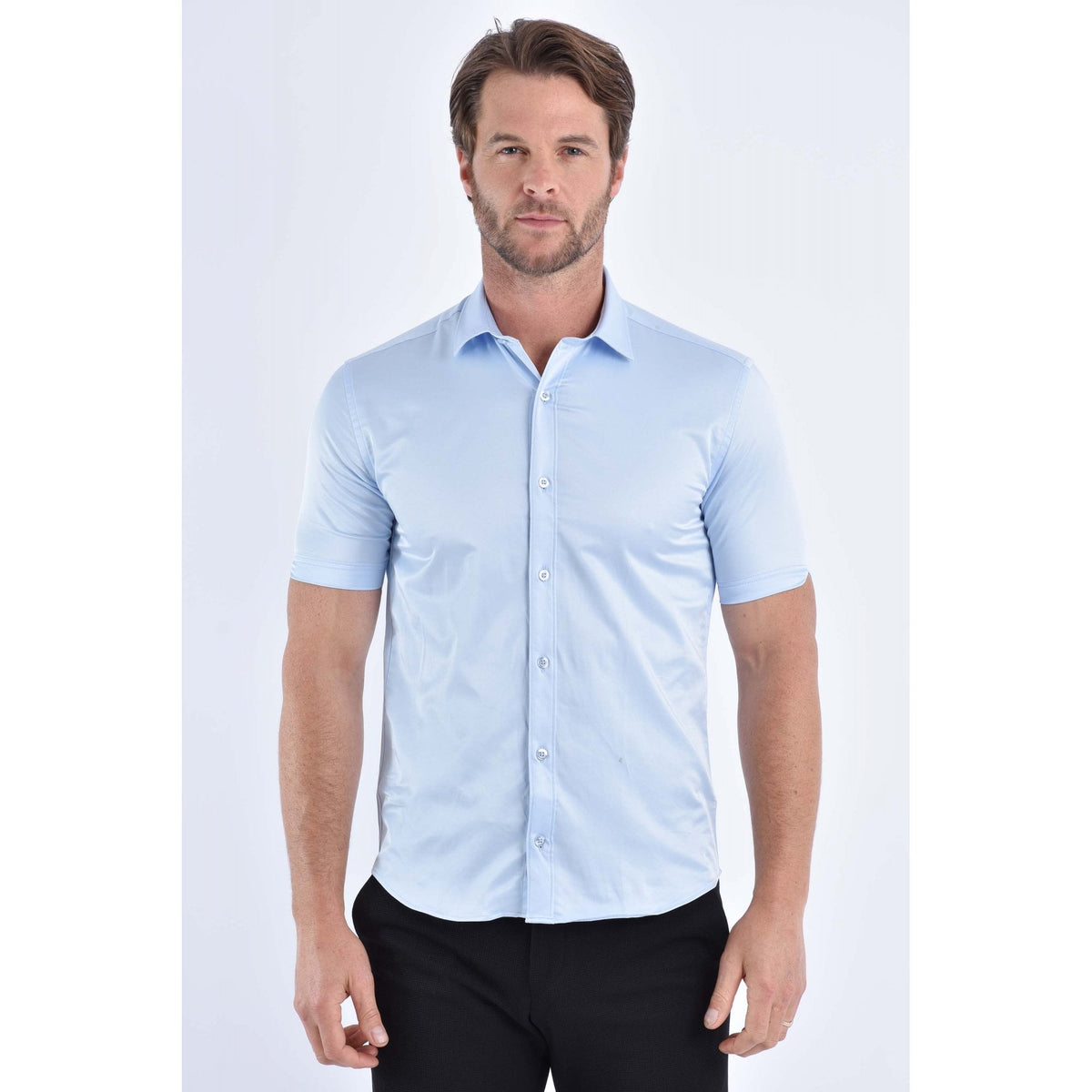 CB 056 Plain Slim Fit Short Sleeve Smart Shirt