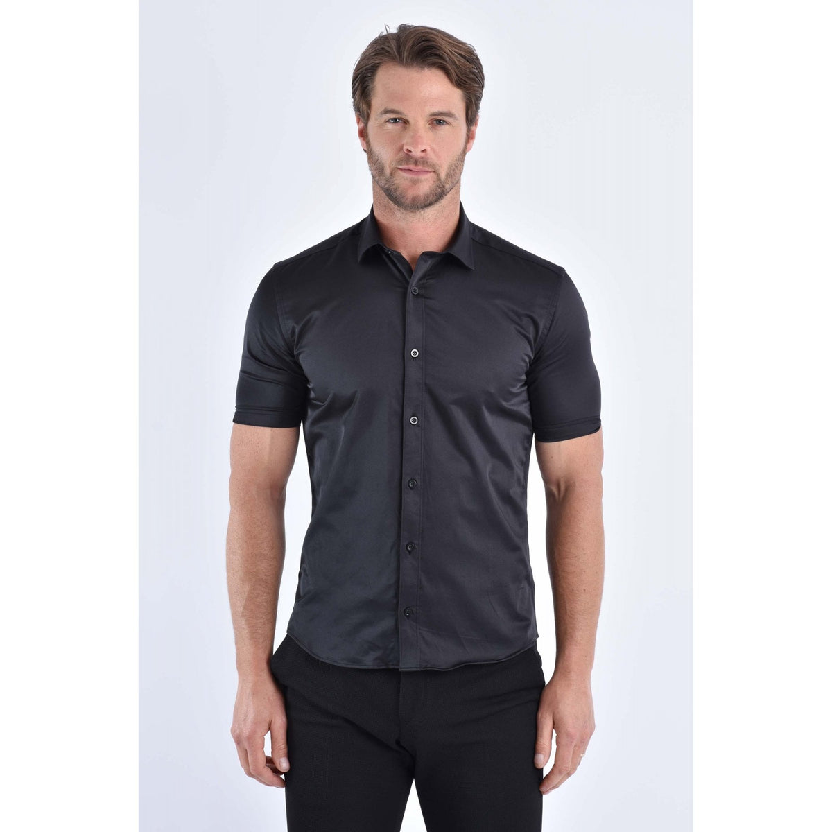 CB 056 Plain Slim Fit Short Sleeve Smart Shirt