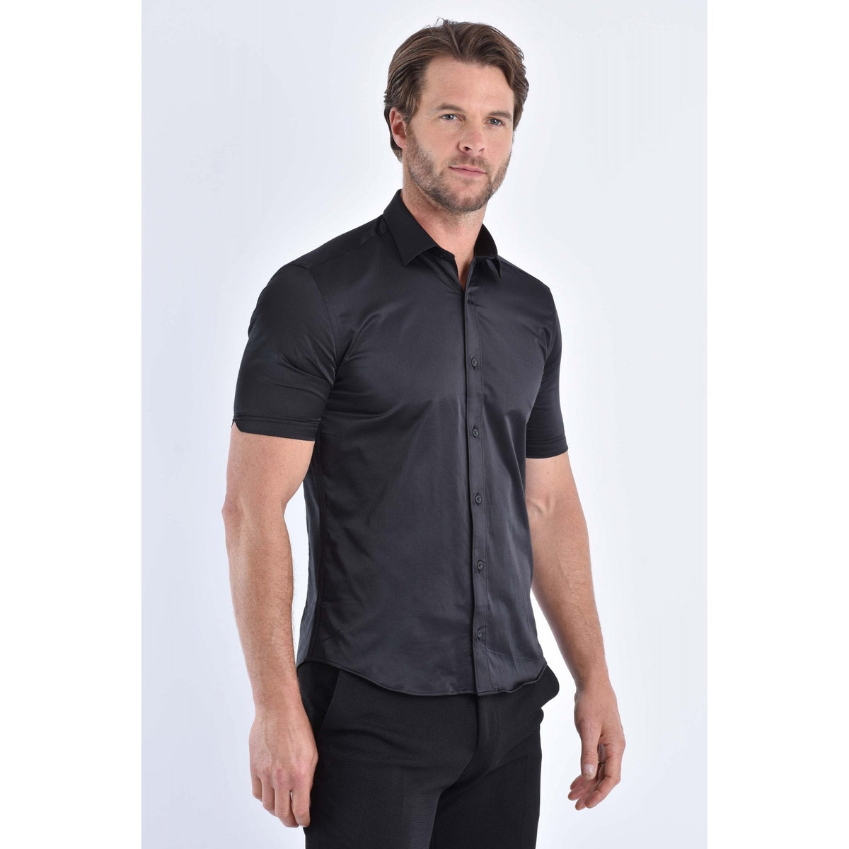 CB 056 Plain Slim Fit Short Sleeve Smart Shirt
