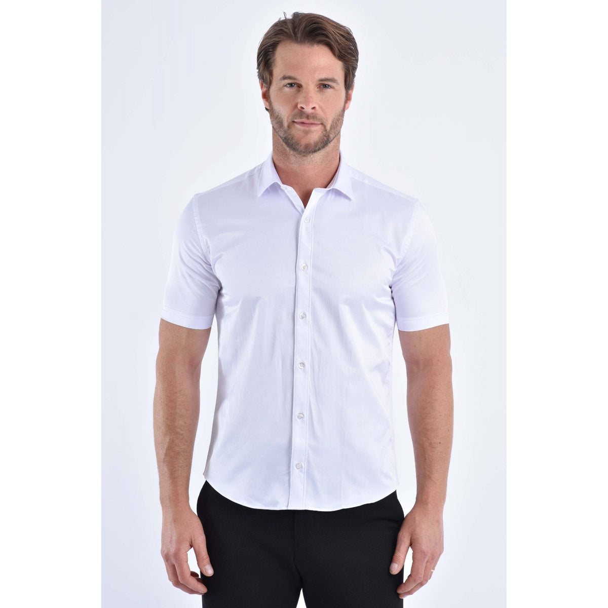 CB 056 Plain Slim Fit Short Sleeve Smart Shirt