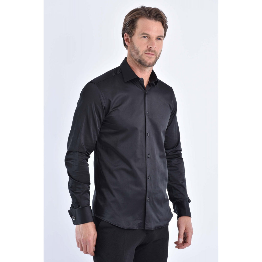 CB 089 Plain Smooth Slim Fit Double Cuff Smart Shirt
