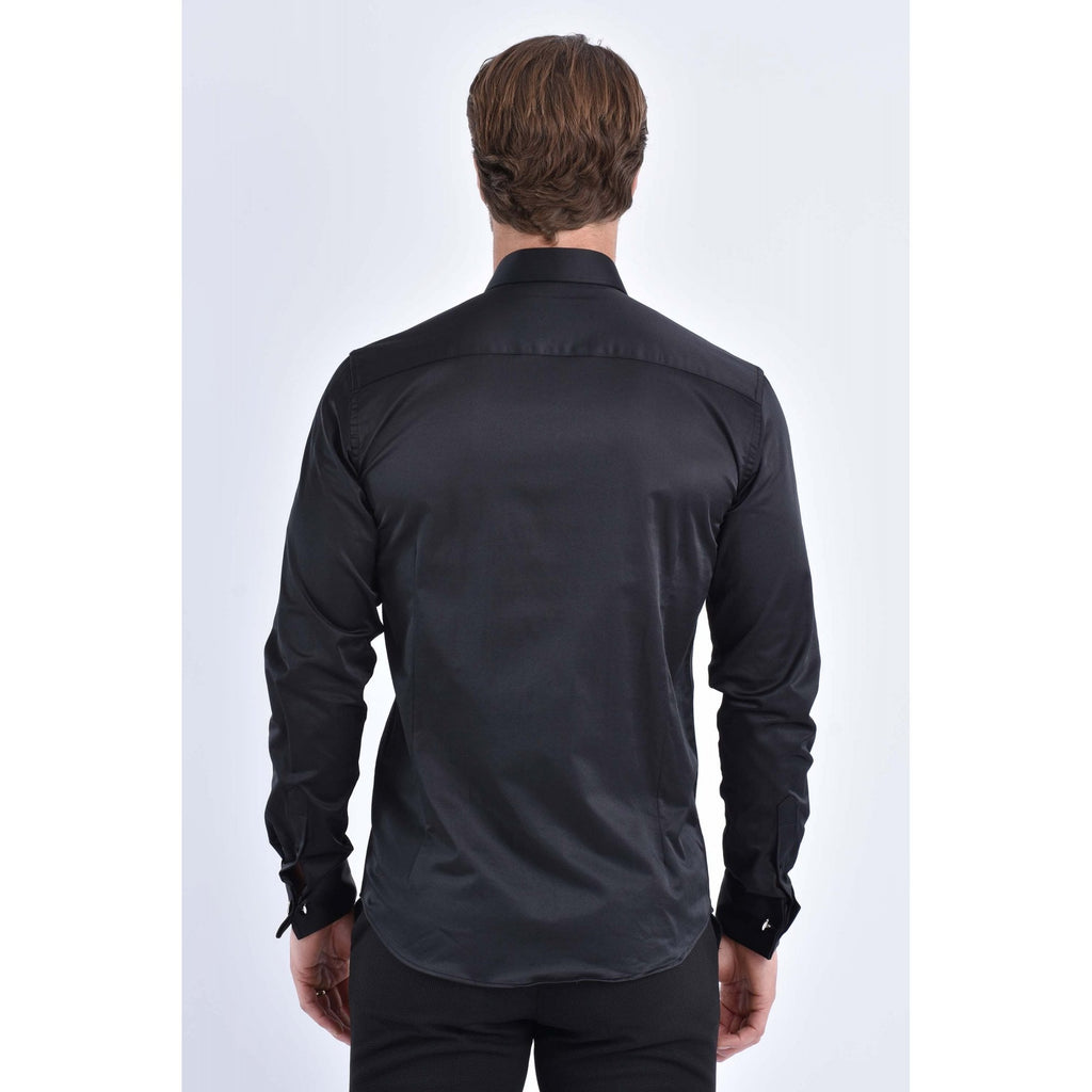CB 089 Plain Smooth Slim Fit Double Cuff Smart Shirt