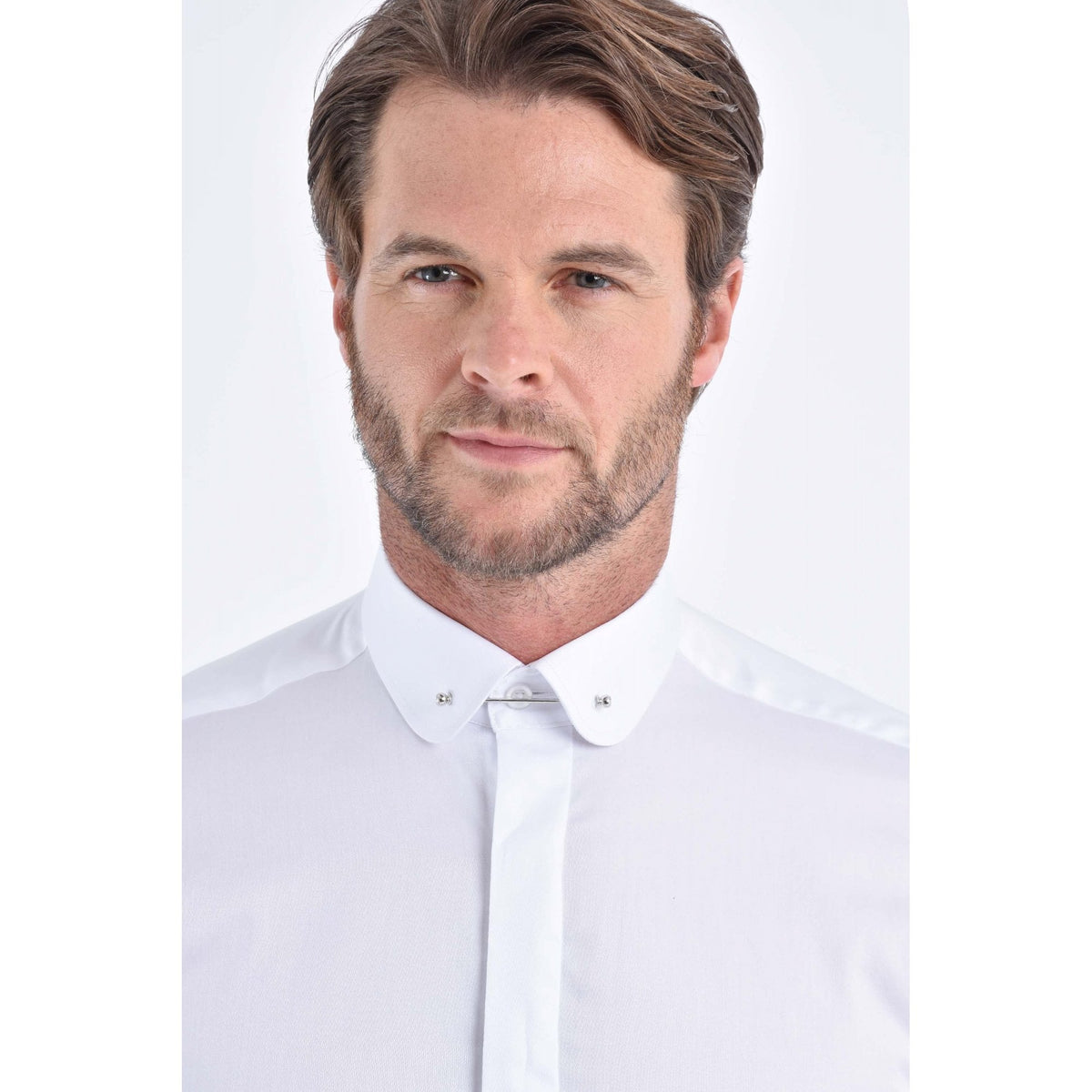 CB 037 Pin Collar Plain Slim Fit Single Cuff Cotton Smart Shirt