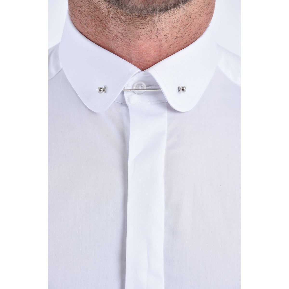 CB 037 Pin Collar Plain Slim Fit Single Cuff Cotton Smart Shirt