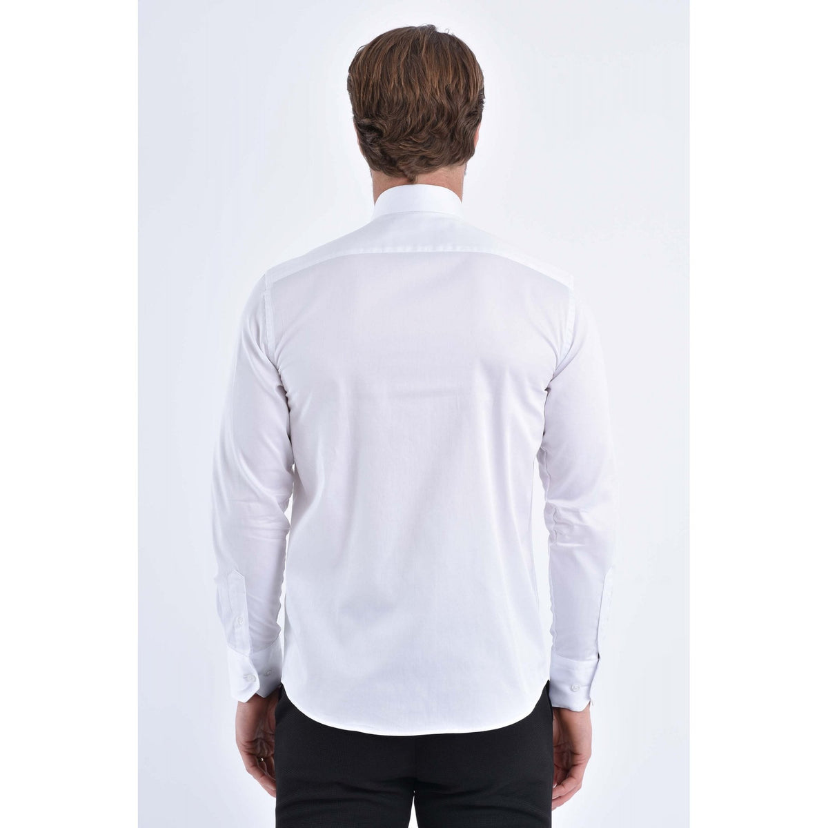 CB 037 Pin Collar Plain Slim Fit Single Cuff Cotton Smart Shirt