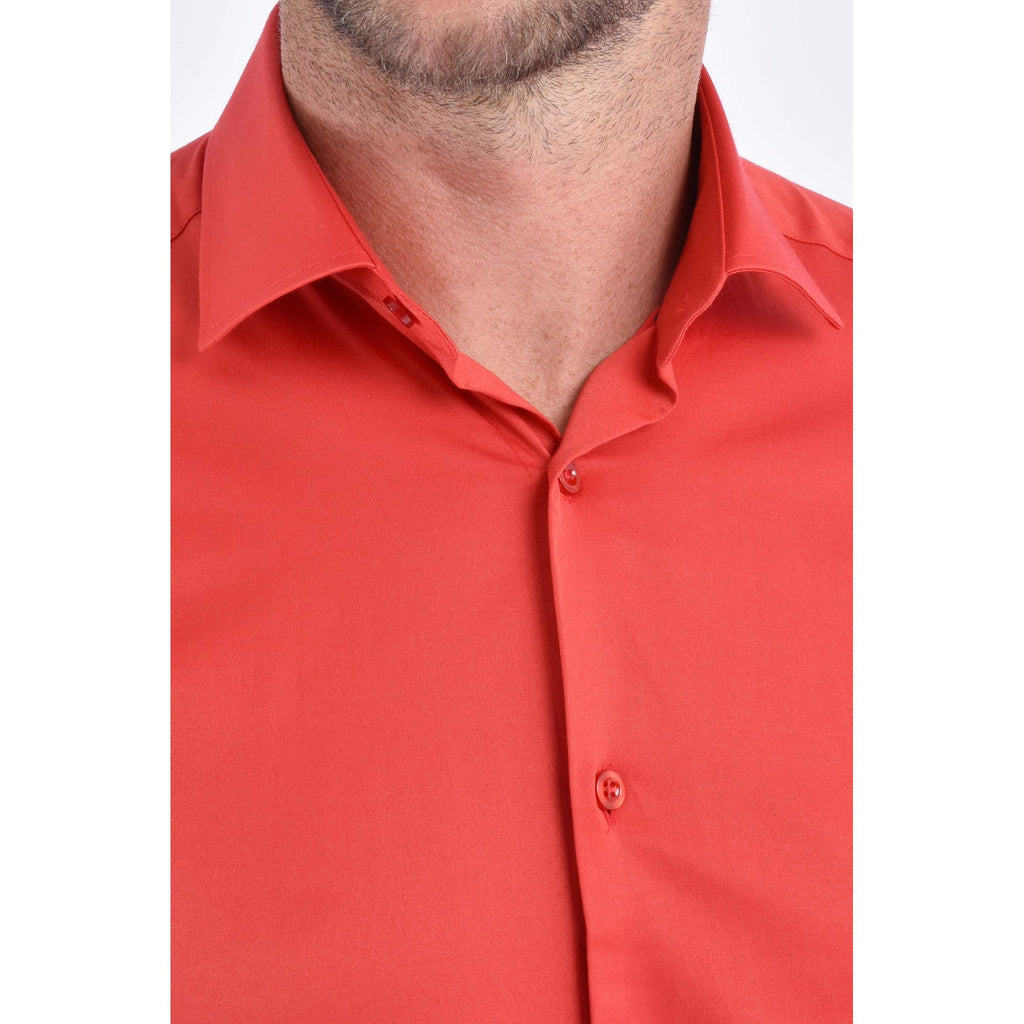 CB 091 Plain Slim Fit Single Cuff Smart Shirt - Red