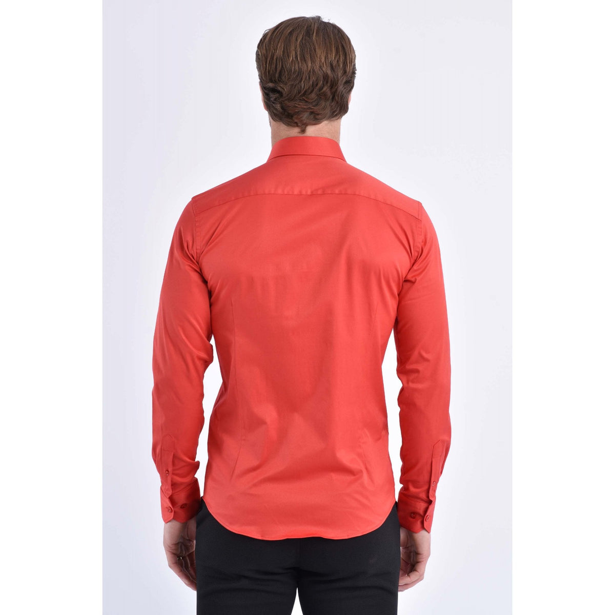 CB 091 Plain Slim Fit Single Cuff Smart Shirt - Red