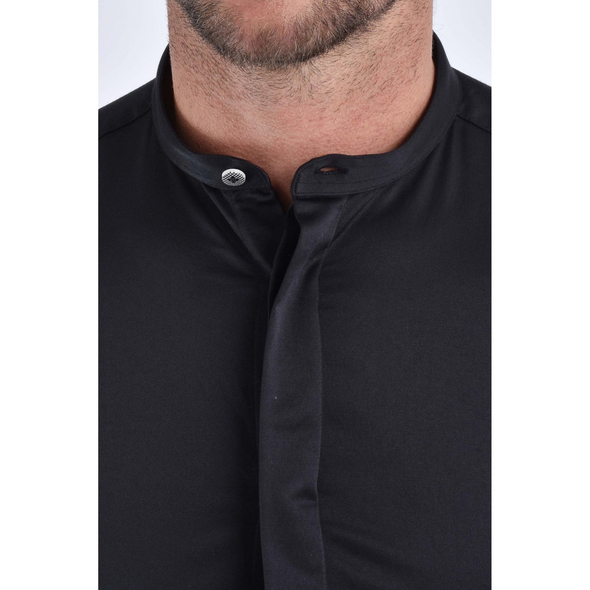 CB 067 Grandad Collar Plain Smooth Slim Fit Single Cuff Smart Shirt