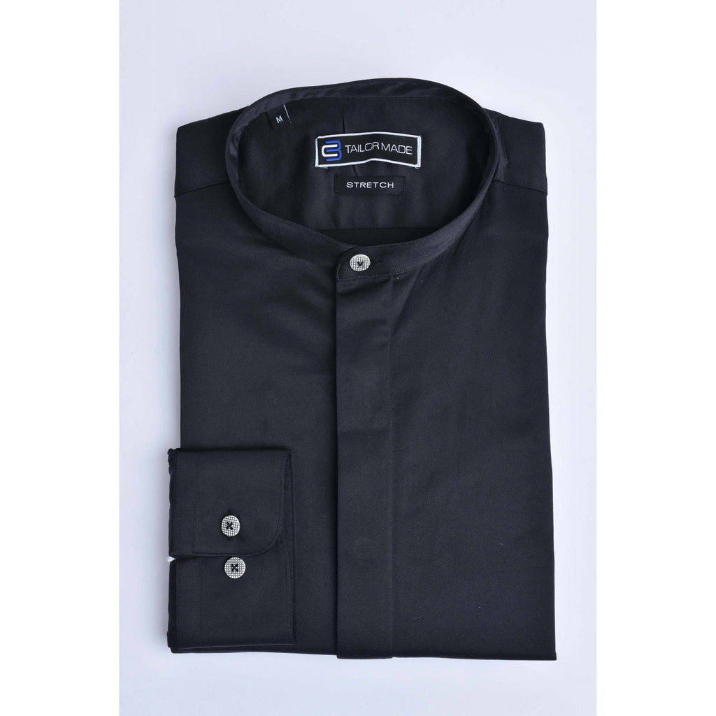 CB 067 Grandad Collar Plain Smooth Slim Fit Single Cuff Smart Shirt