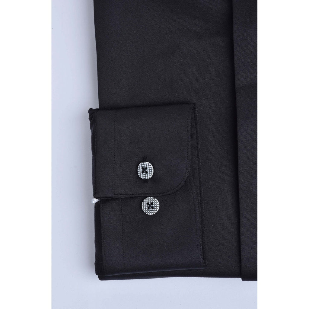 CB 067 Grandad Collar Plain Smooth Slim Fit Single Cuff Smart Shirt