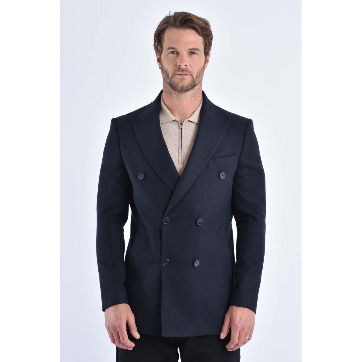 CB Alaska Tailored Slim Fit Double-Breasted Overcoat