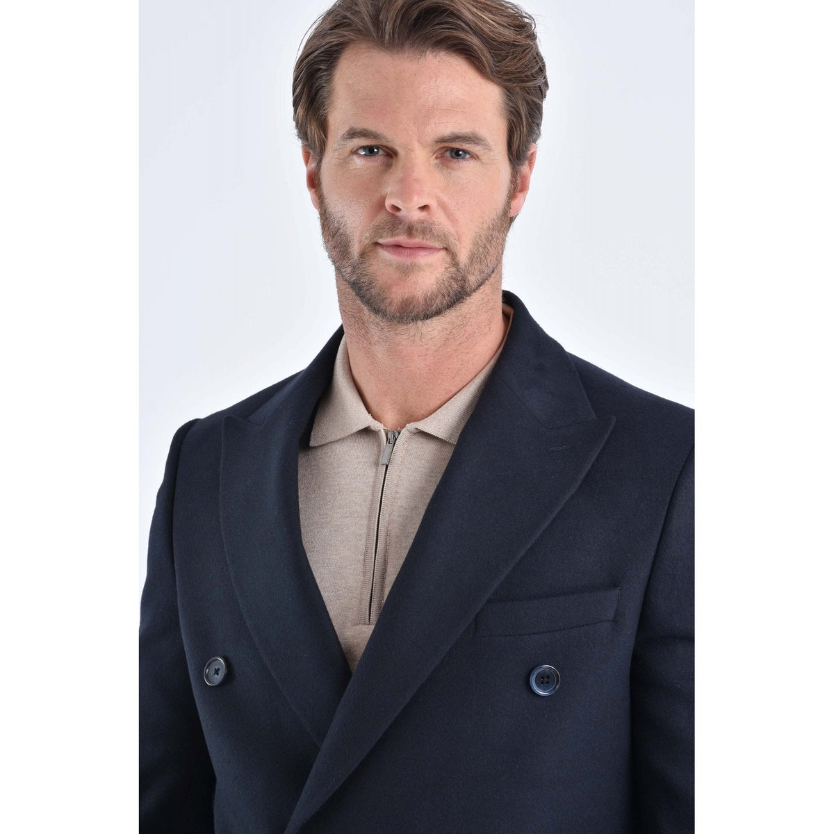 CB Alaska Tailored Slim Fit Double-Breasted Overcoat