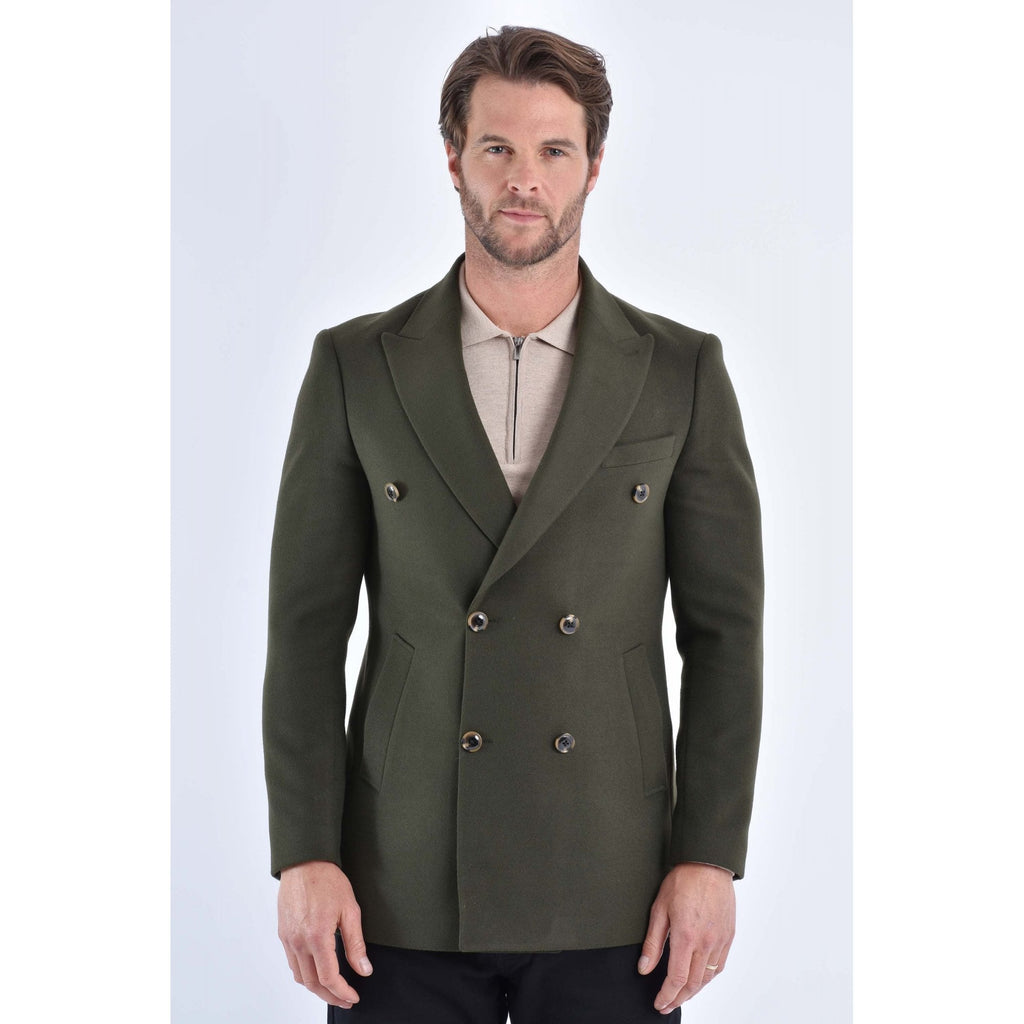 CB Alaska Tailored Slim Fit Double-Breasted Overcoat