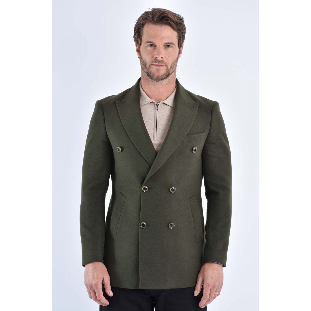 CB Alaska Tailored Slim Fit Double-Breasted Overcoat