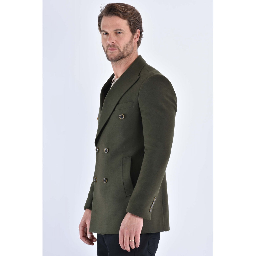 CB Alaska Tailored Slim Fit Double-Breasted Overcoat