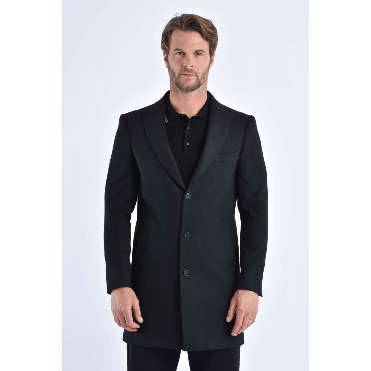 CB Alaska Tailored Slim Fit Single-Breasted Long Overcoat