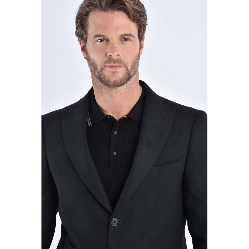 CB Alaska Tailored Slim Fit Single-Breasted Long Overcoat