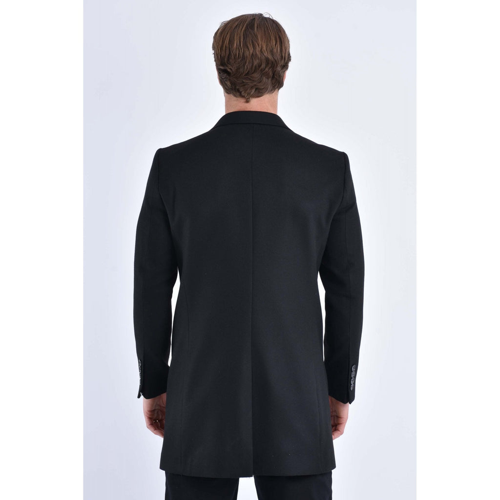 CB Alaska Tailored Slim Fit Single-Breasted Long Overcoat