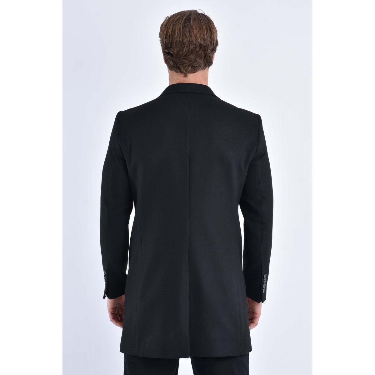CB Alaska Tailored Slim Fit Single-Breasted Long Overcoat