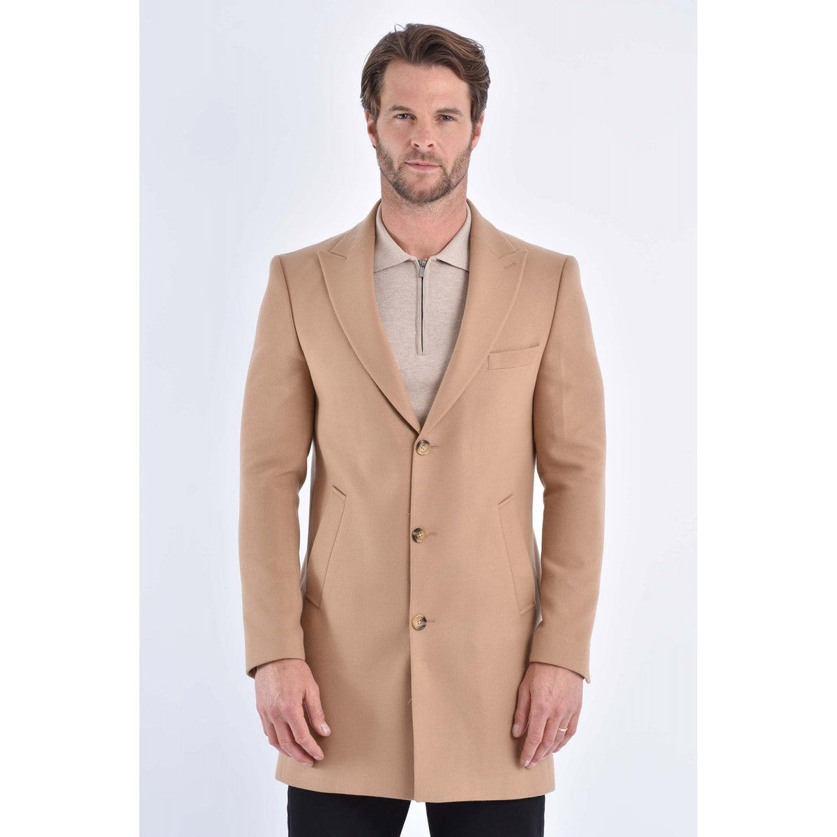 CB Alaska Tailored Slim Fit Single-Breasted Long Overcoat